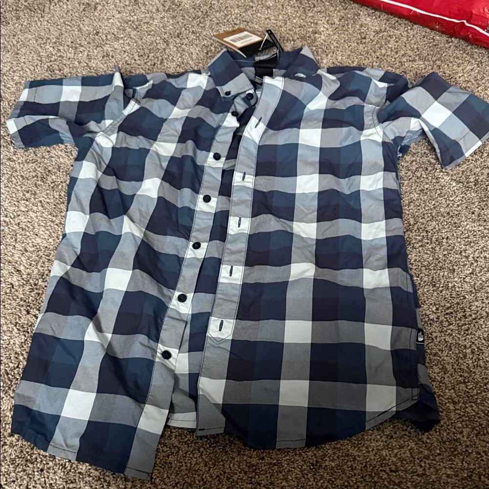 The North Face Navy and Light Blue Plaid Shirt
